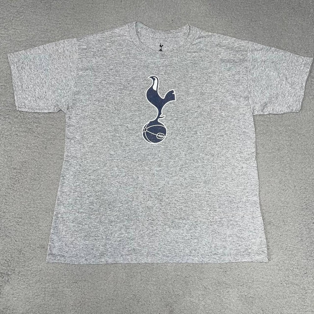 VTG Tottenham Hotspur T Shirt Men's Sz XL Gray Cockerel Mono Badge Made in USA